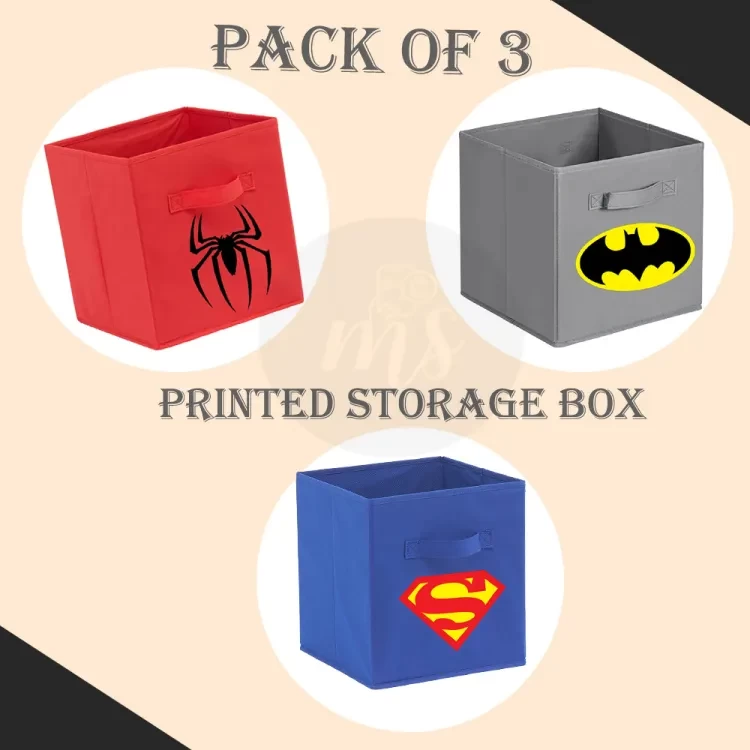 2/2 Pack Of 3 Printed Foldable Storage Cubes Organizer Basket Bin Storage Boxes Storage Container with Handles for Travel Moving