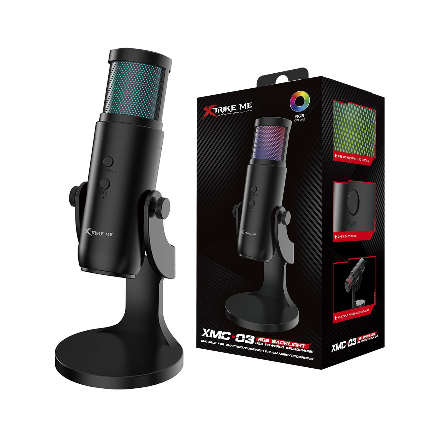 XTRIKE ME XMC03 USB 12 RGB LIGHT GAMING MICROPHONE