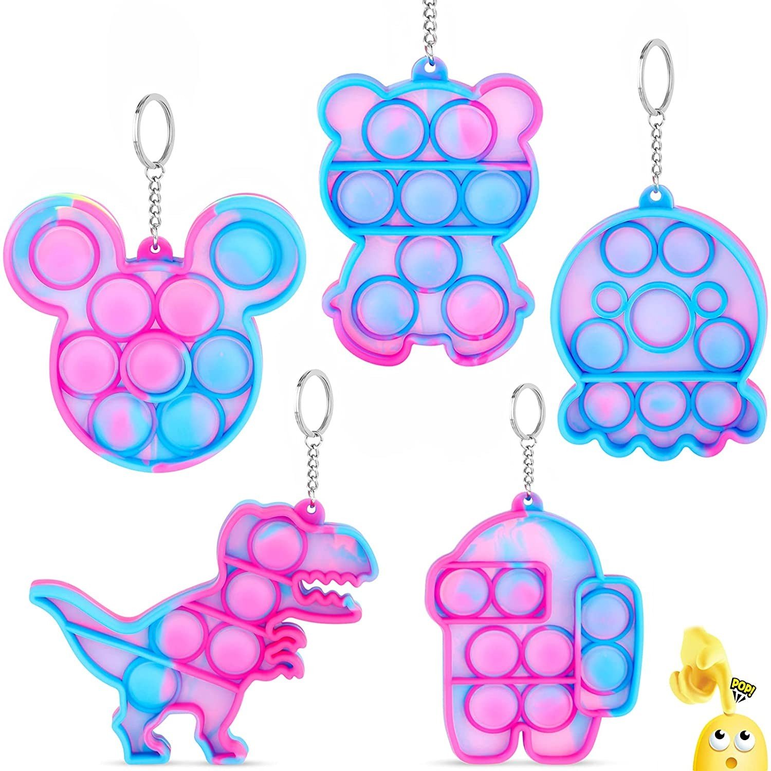 Push Pop it silicone KEY CHAIN – Push Popit sensory fidget silicone toy Keychain – Assorted Styles