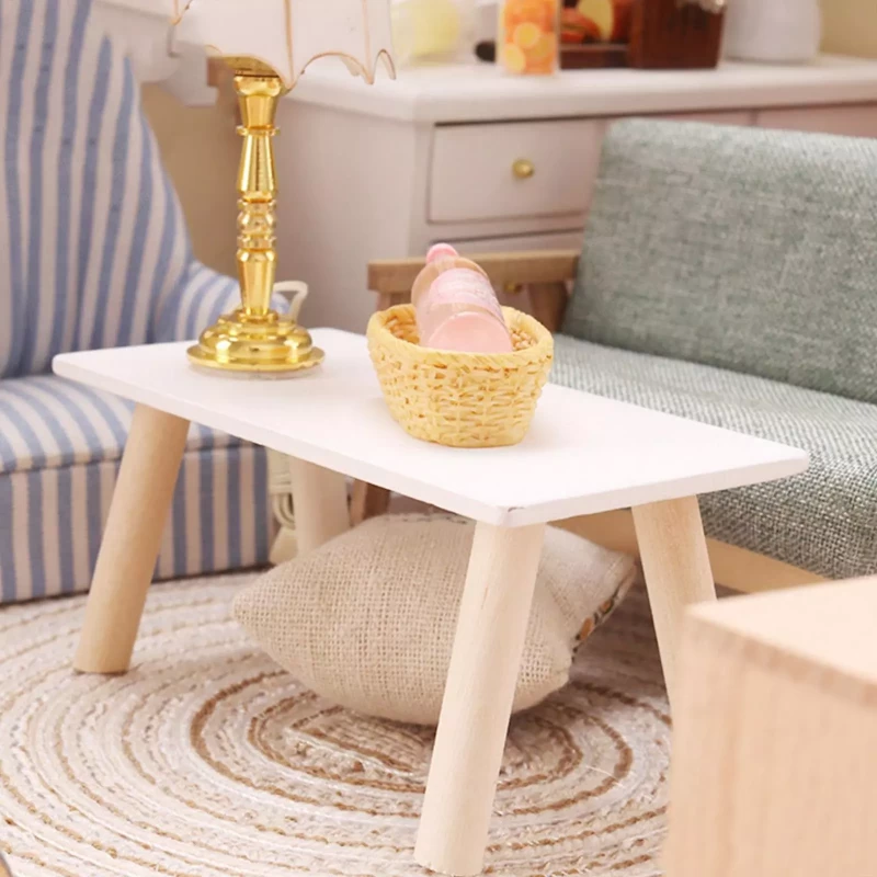 Wooden Miniature End Table Desk for 1:12 Dollhouse Furniture Pretend Play