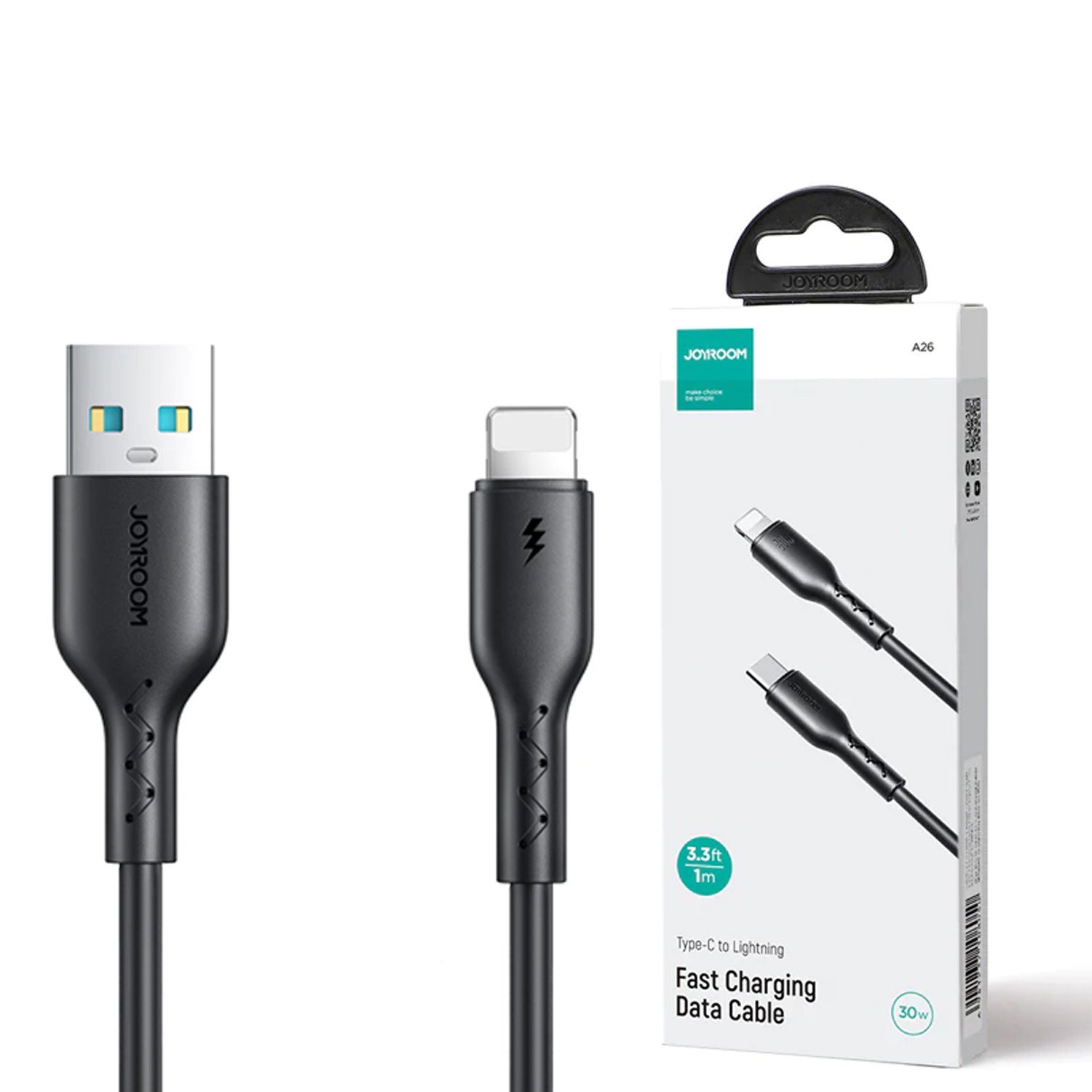 Joyroom SA26-AL3 Flash-Charge Series 3A Fast Charging Data Cable (USB-A to Lightning) 1m-Black