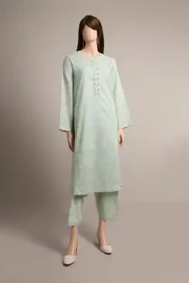 Saya Printed Unstitched Fabric Lawn 2 Piece (Shirt / Trouser) For Woman and Girls - Light Blue - Design Code: WU2P-3279