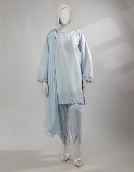 BLUE LAWN SCHIFFLI 3PC STITCHED