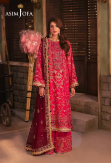 Asim Jofa Embroidered Chiffon 3 Piece For Women And Girls - Collection: Chamkeli - Designcode:S Ajkk-11