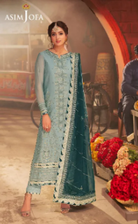 Asim Jofa Embroidered Chiffon 3 Piece For Women And Girls - Collection: Chamkeli - Designcode:S Ajkk-17