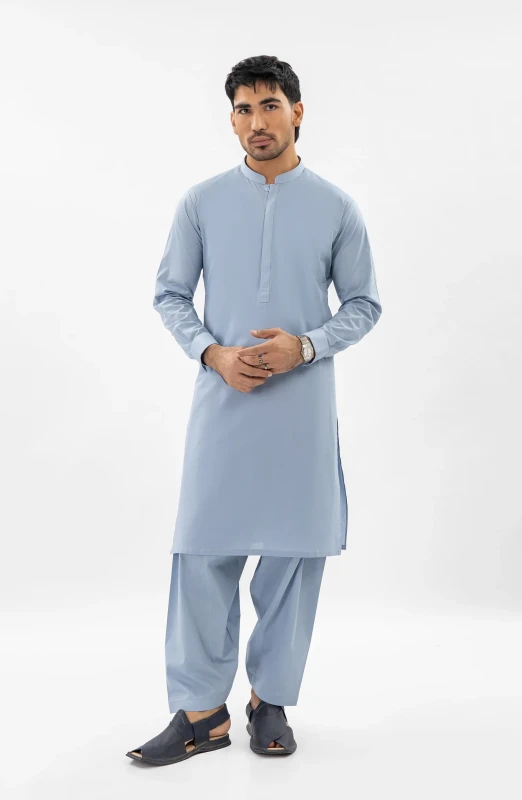 SUMMER'25 MEN KAMEEZ SHALWAR STONE BLUE