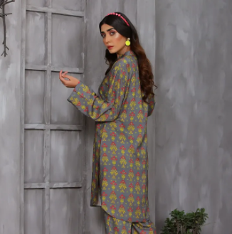 Mahi Apparels 2 Piece Digital Printed Winter Karandi Stitched Suit for Women - Grace Dress For Girls