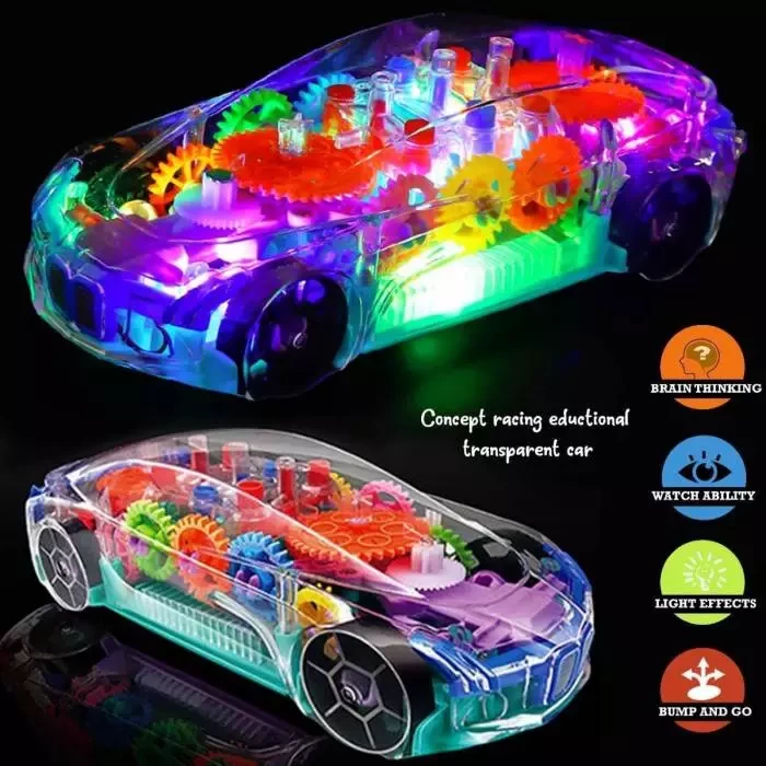 Qualimate Transparent Concept Racing Electric 360 Rotation Car Vehicle with LED