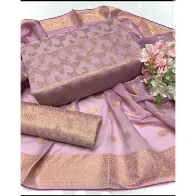Shah Kamal Fabrics Cotton Jacquard 3 Piece Unstitched Suit With Cotton Dupatta & Trouser For Women