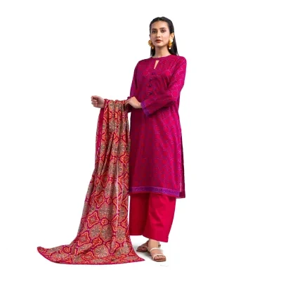 Maahru - Unstitched fabric for women - 2 Piece (Lawn) - Fuchsia Dream