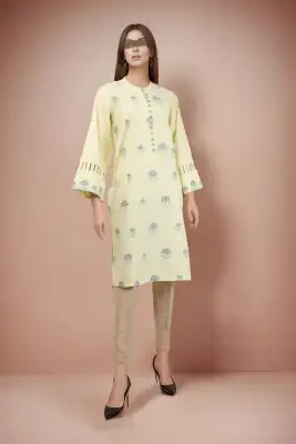 Saya Unstitched 1 Piece Jacquard Cotton Shirt 1 Piece Shirt For Women and Girls - Color: Yellow - Fabric: Jacquard - Design code: WU1P-5649 - KW: dress for girls , dresses for women