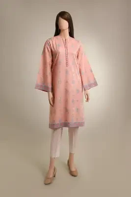 Saya Unstitched 1 Piece Printed Lawn Shirt For Women and Girls - Color: Pink - Design code: WU1P-5804