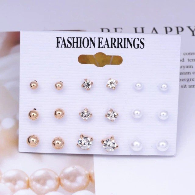New Style Stud Earrings Ball Simulated Earring Golden