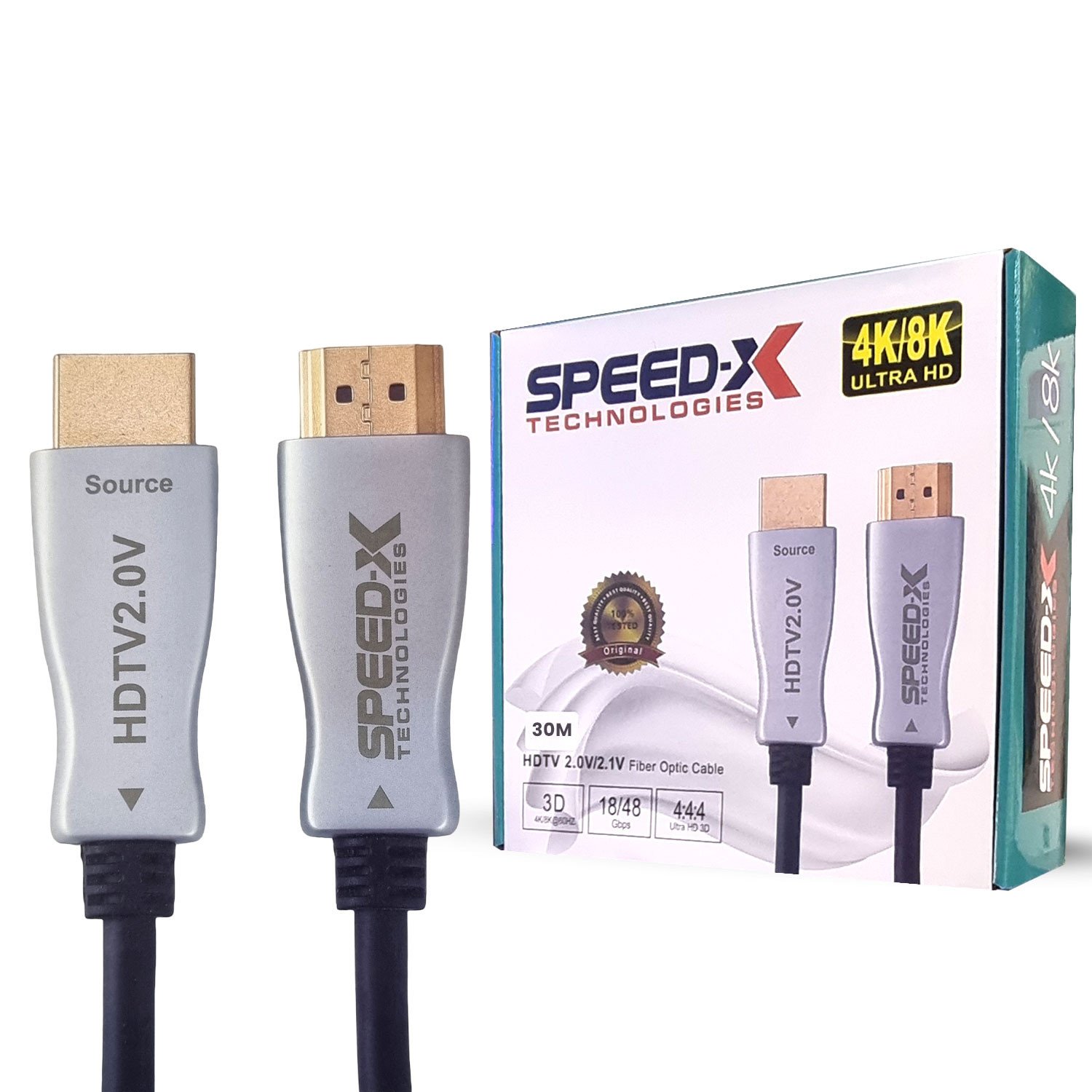 SPEED-X 30M FIBER HDMI CABLE 2.0/2.1 AOC(ACTIVE OPTICAL CABLE) 30AWG COPPER SUPPORT 4K 8K UHD