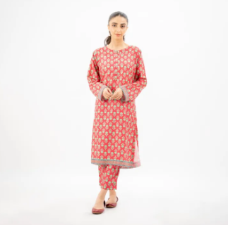 Maahru - Dress For Girls - 2 PC Stitched Shirt & Trouser - Rose Tint