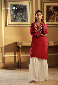 Asim Jofa Stitched Embroidered Cambric 1 Piece Shirt For Women and Girls , code: AJFV-07-S