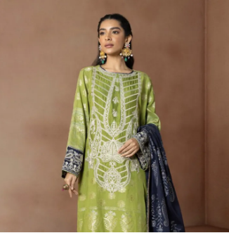 Sapphire 3 Piece - Embroidered Jacquard Suit - Dress for Girls