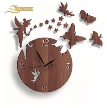 Fairy And Butterflies Wooden Wall Clock Watch For Home Decor And Offices – EVENTO