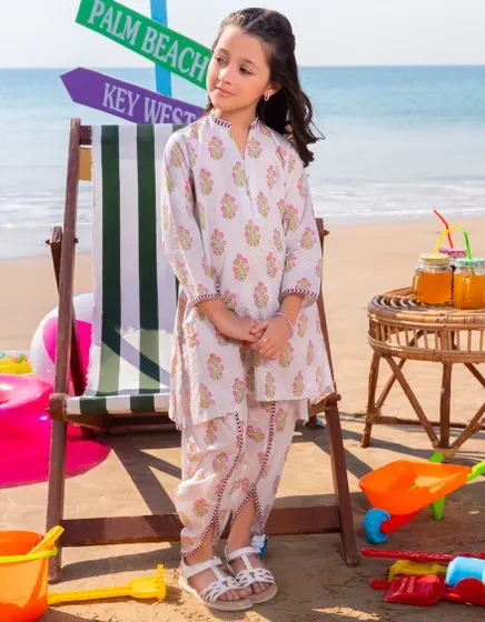 CREAM LAWN PRINTED 2PC | JGKL-S-JGST-25-5637