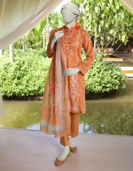 BEIGE LAWN EMBROIDERED UNSTITCHED 3PC | JLAWN-S-25-3076