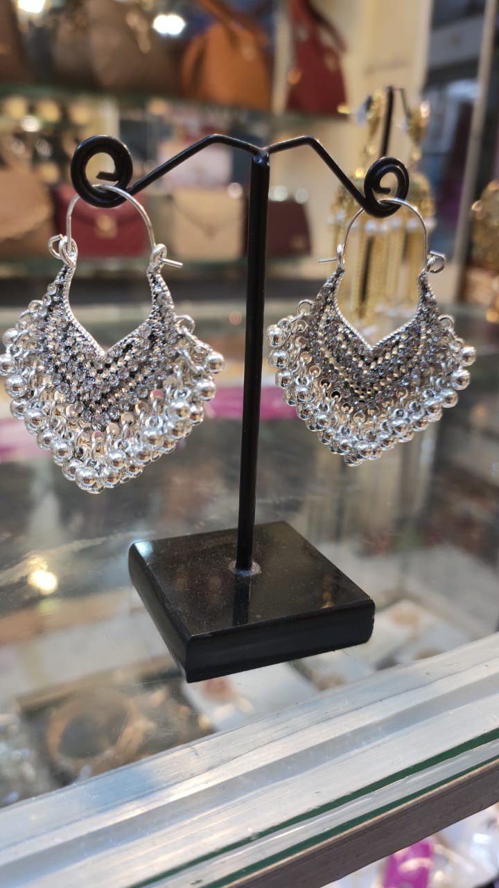 Indian Shiny Silver Earrings for Women