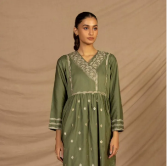 Sapphire Stitched RTW - Embroidered Cotton Satin Frock