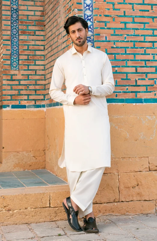 SUMMER'25 MEN KAMEEZ SHALWAR CREAM