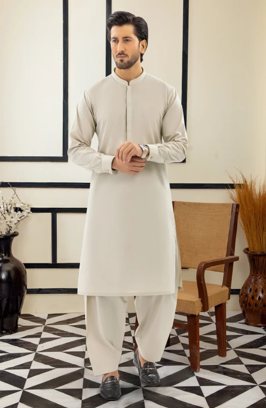 SUMMER'25 MEN KAMEEZ SHALWAR NEUTRAL BEIGE