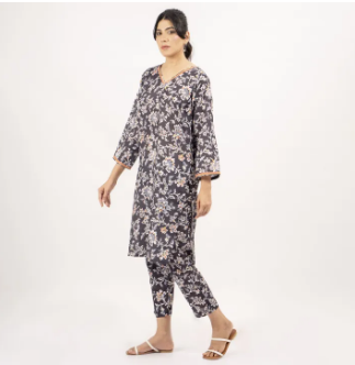 Maahru Stitched Dress for women and girls - 2 piece Shirt and Trouser - Ready to wear - Floral Bling