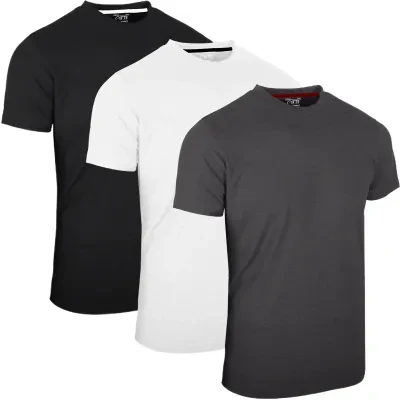 Mens Round Neck Half Sleeve T-Shirts Pack of 3, Comfortable Short Sleeve Crew Neck T-Shirts for Gym, Running, Workout & Casual Wear by FULL TIME SPORTS