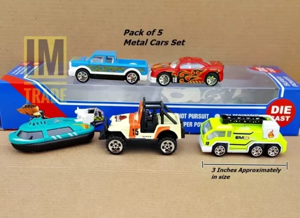 Metal Cars Set Alloy Box Pack of 5 Pcs Die Cast Toys For Kids Children and Boys
