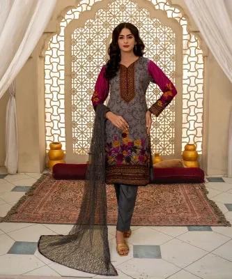 Sunaina Textile Unstitched 3 Piece Suit Fabric: Malai for Women and Girls - Collection: Rangoli VOL25 - Designcode: 2503