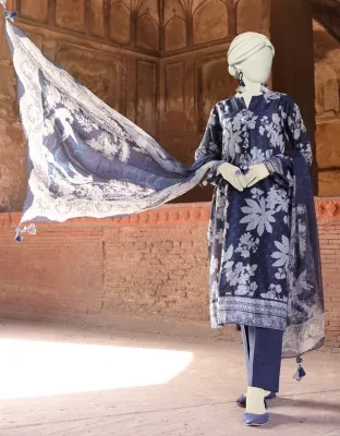 Junaid Jamshed J. Women Unstitched 3 Piecefor Women And Girls - Fabric: Lawn - Color: Multi -Collection: Eid Tehwar Edit Vol. - Designcode: Jlawn-S-24-451 Perah