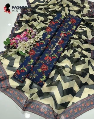 Fashion Vista Swiss Floral Digital Printed 2 Piece Unstitched Suit for Girls/Women - 4 Colors