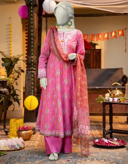 PINK LAWN EMBROIDERED 3PC STITCHED