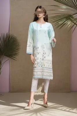 Saya Unstitched 2 Piece Printed Lawn (Shirt/Trouser) For Women and Girls - Color: Sky Blue - Design code: WU2P-2764