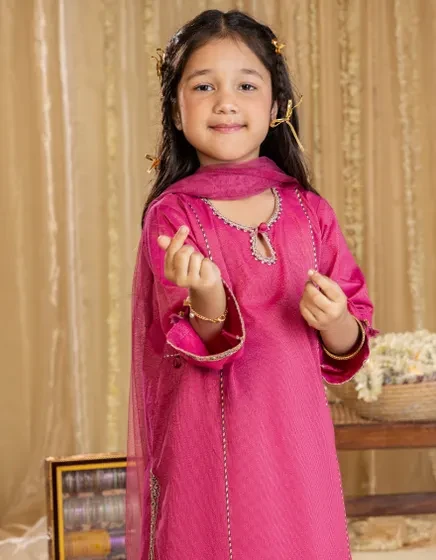 PINK DOBBY EMBROIDERED 3PC | JGKL-S-JGP-25-1539
