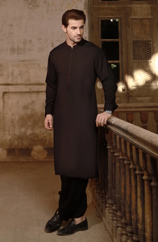 SUMMER'25 MEN KAMEEZ SHALWAR BLACK