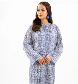 Maahru - Dress For Women - 2 PC Stitched Shirt & Trouser - Azure Set