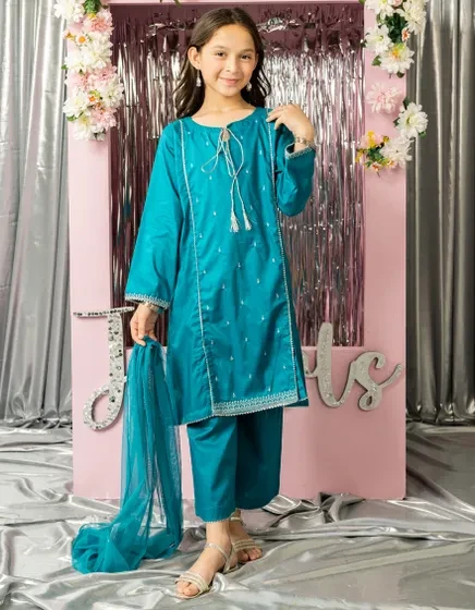 BLUE ORGANZA EMBROIDERED 3PC STITCHEDJGK-S-JGP-25-1569 FB/ZARI-7