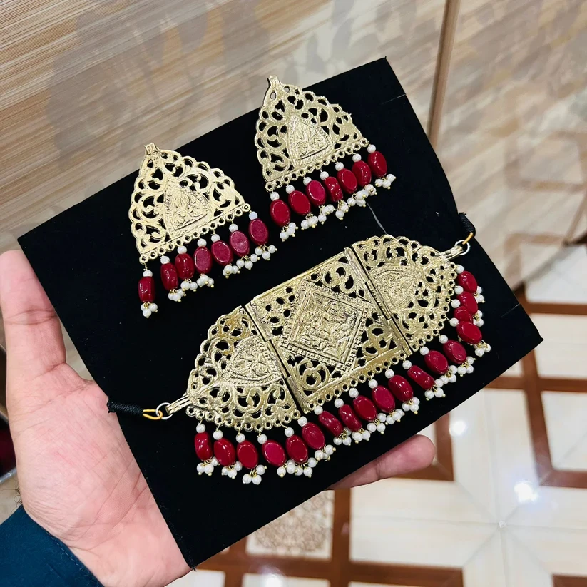 Afghan Jewelry Tribal Statement Necklace Choker Earring Kuchi Pashtun Neckline