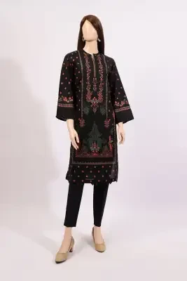 Saya Unstitched 2 Piece Printed Lawn (Shirt/Trouser) For Women and Girls - Color: Black - Design code: WU2P-3149