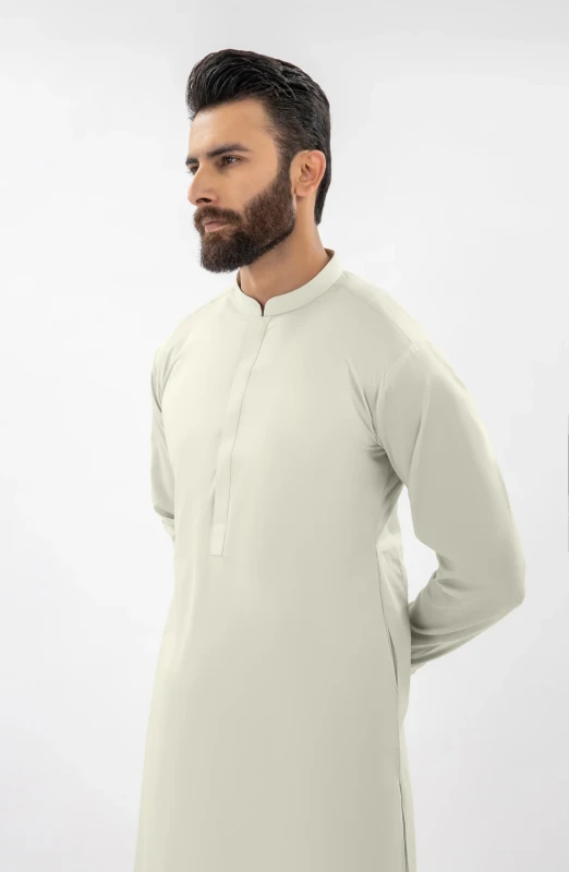 SUMMER'25 MEN KAMEEZ SHALWAR SOFT VANILLA