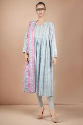 Saya Unstitched 3 Piece Suit Printed Lawn For Women and Girls - Color: Blue - Designcode: WUNS-4306 -Collection: Baali unstitched 2024