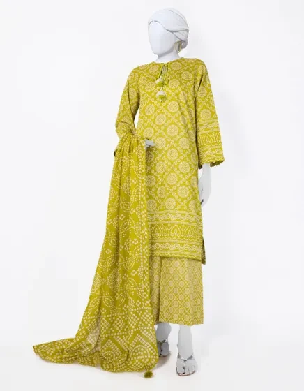 GREEN LAWN PRINTED 3PC STITCHED | JLAWN-S-25-807