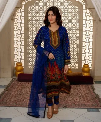 Sunaina Textile Unstitched 3 Piece Suit Fabric: Malai for Women and Girls - Collection: Rangoli VOL25 - Designcode: 2507