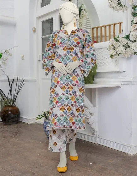 MULTICOLOR LAWN PRINTED UNSTITCHED 2PC | JJLS-S-JW2-24-2005