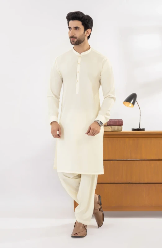 SUMMER'25 MEN KAMEEZ SHALWAR CREAM