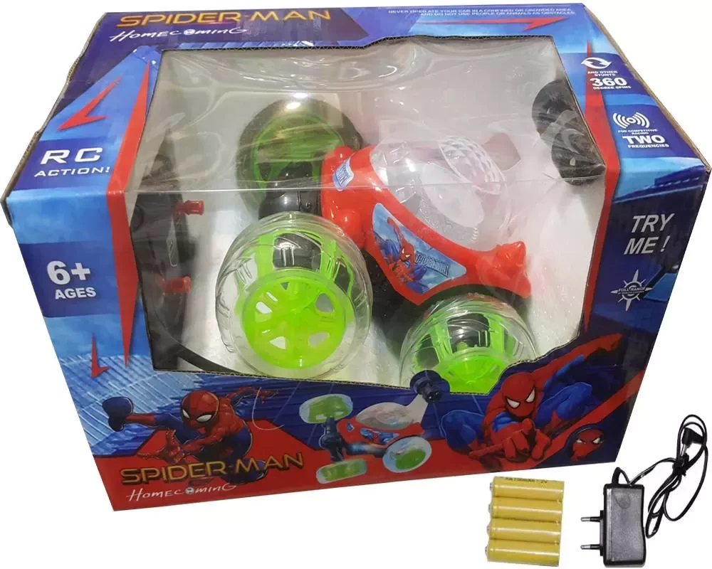 RC Running and Lighting Car For Children with Rotating Wheels.