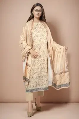 Saya Unstitched 3 Piece Suit Printed Lawn For Women and Girls - Color: Cream - Designcode: WUNS-4295 -Collection: Mystic sorcery 2024